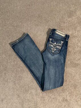 Rock Revival Celinda Low Rise Medium Wash Bootcut Jeans Bling Size 25 (28x35)